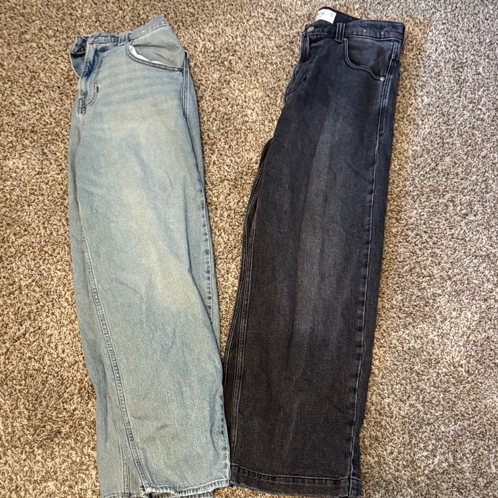 Hollister Blue and Black baggy jeans
